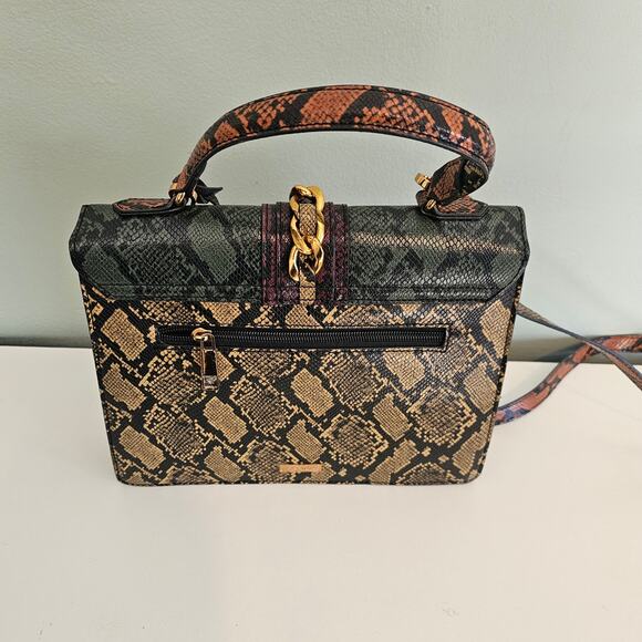 ALDO Glendaa Snakeskin Patchwork Crossbody Satchel Purse with Gold Chain - Picture 2 of 10